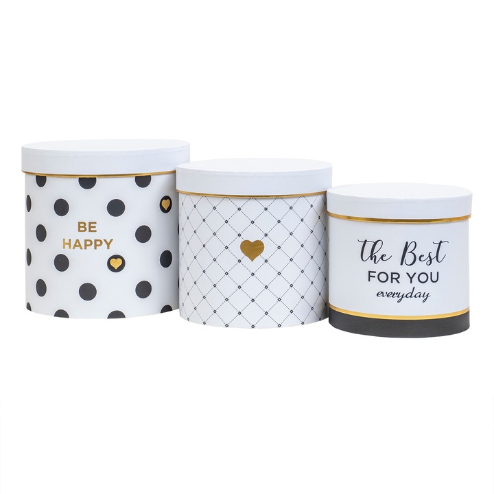 Set 3 cutii cu forma cilindrica si modele diferite / CD3323_T
