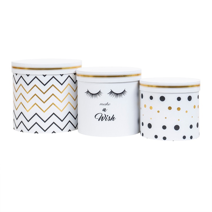 Set 3 cutii cu forma cilindrica si modele diferite / CD3323_1