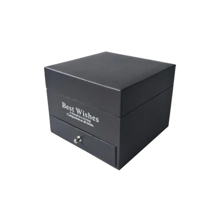 Cutie de bijuterii decorativa cu trandafiri Alainn ®, ideala pentru cadou, Martisor, Valentine's Day, 12x9.5x12 cm, gri, punga cadou