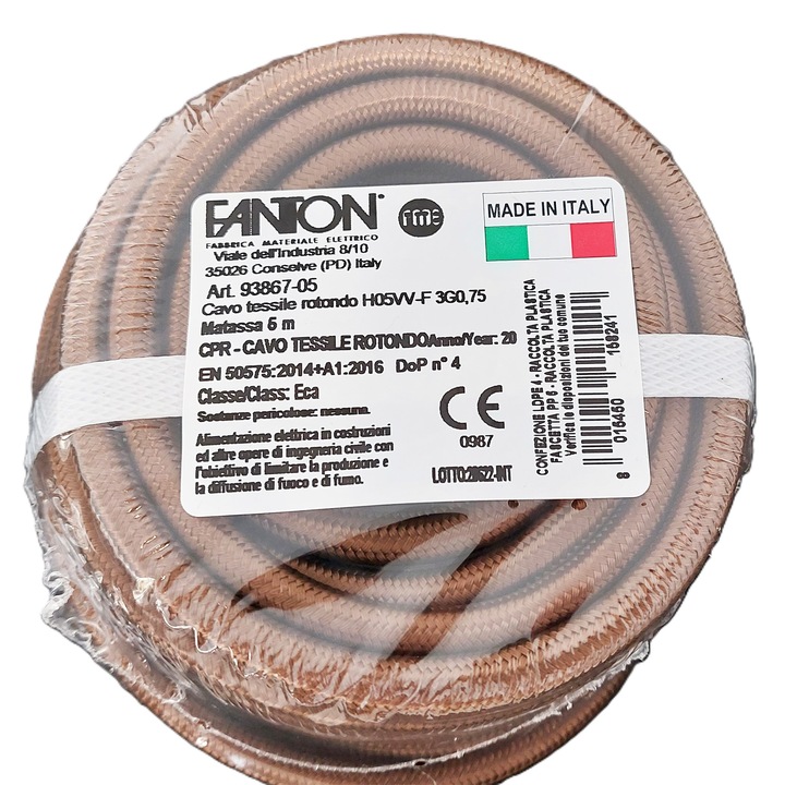 Cablu Textil Rotund, 5M, 3 X 0, 75MM, Maro, Linea Country Fanton