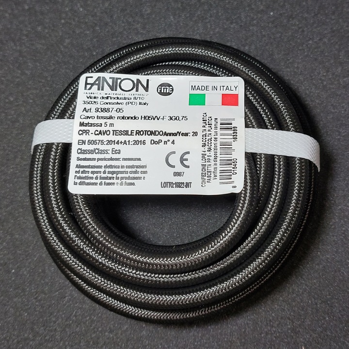 Cablu Textil Rotund, 5M, 3 X 0,75MM, Negru, Linea Country Fanton - eMAG.ro