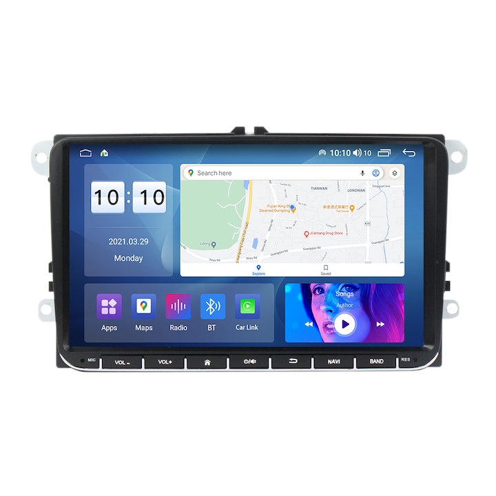 Navigatie VW 9 inch universal M200S, Android 12,2GB RAM + 32GB ROM, host, cablu RCA, microfon, IPC, CARPLAY