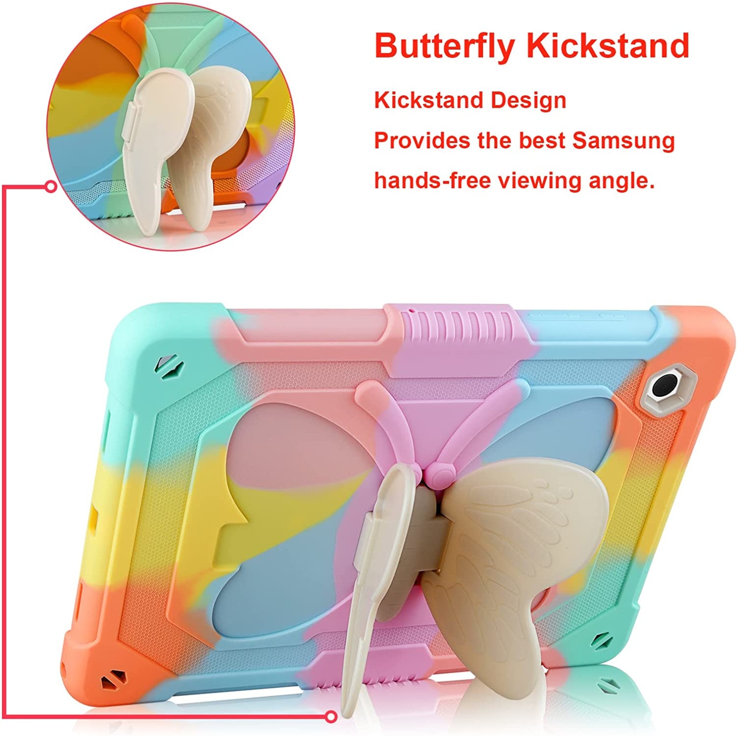 Husa pentru Samsung Galaxy Tab A8 2021 10.5 inch, cu suport pix, rezistenta la socuri, cu stand stil fluture, multicolora