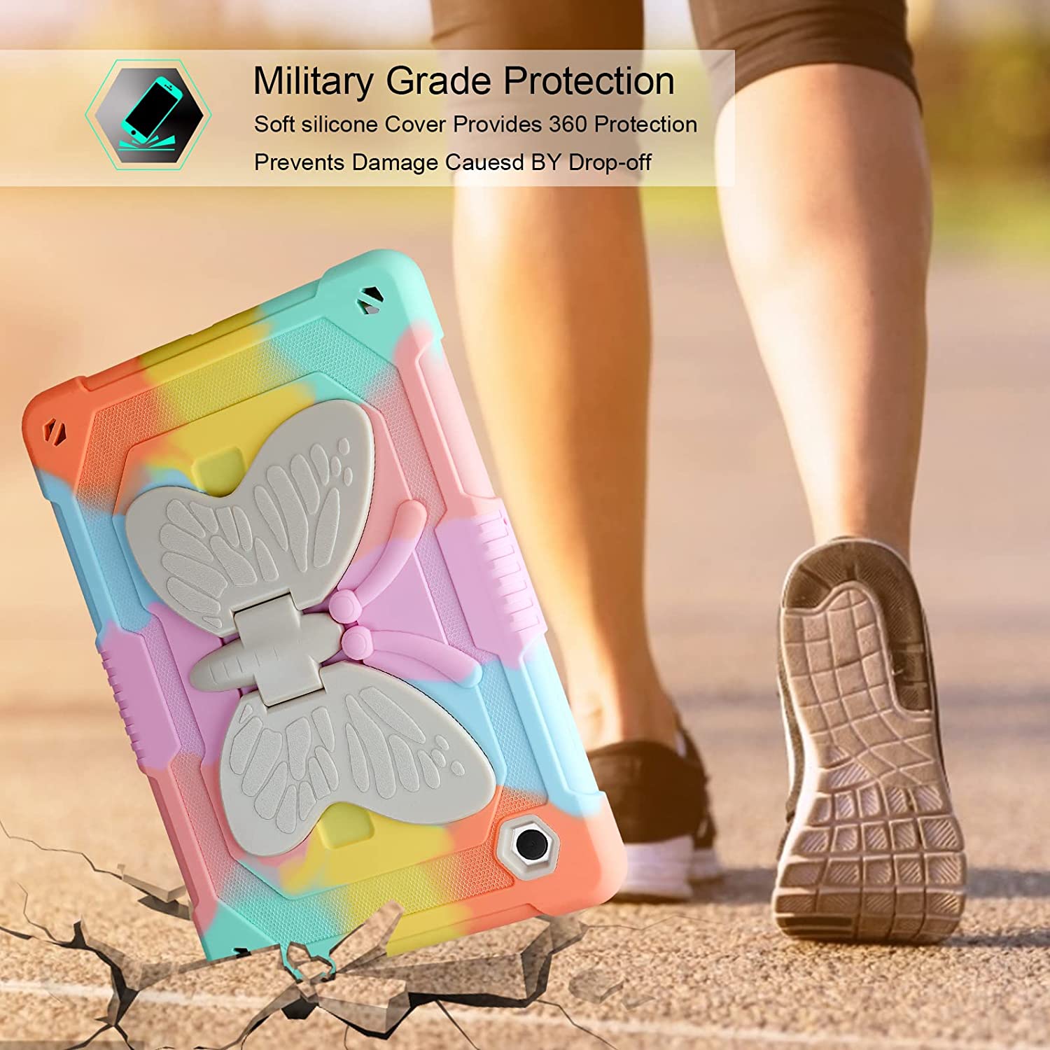 Husa pentru Samsung Galaxy Tab A8 2021 10.5 inch, cu suport pix, rezistenta la socuri, cu stand stil fluture, multicolora