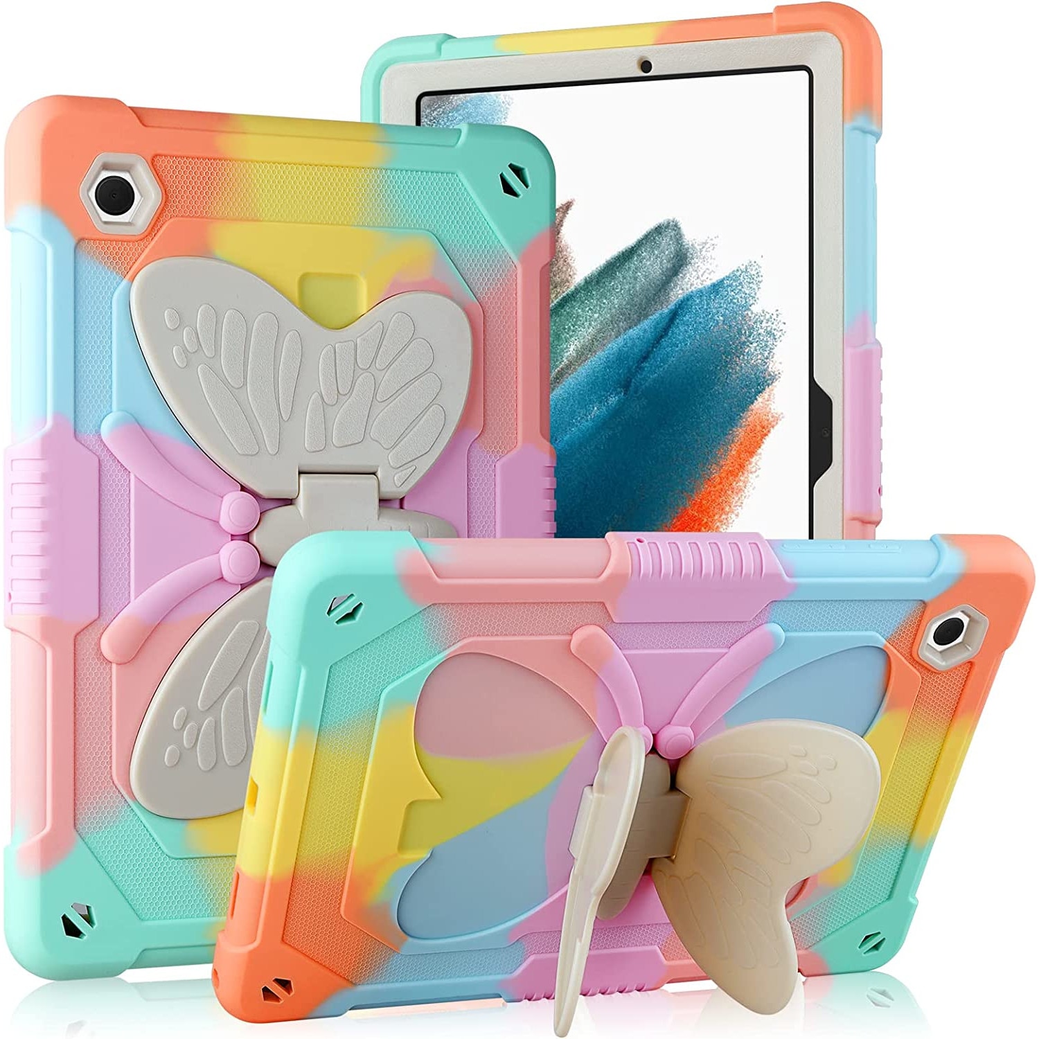 Husa pentru Samsung Galaxy Tab A8 2021 10.5 inch, cu suport pix, rezistenta la socuri, cu stand stil fluture, multicolora