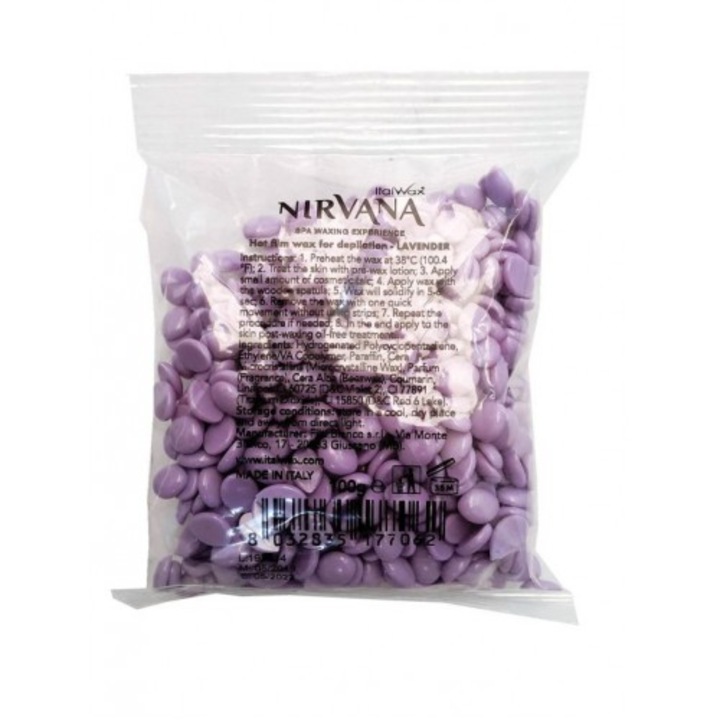 Ceara traditionala elastica parfumata, pentru epilat, tip granule, cu lavanda, Italwax Nirvana 100 g