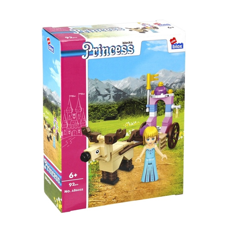Blocuri de joaca Girl Princess Carriage, Alleblox, 92 piese, Multicolor