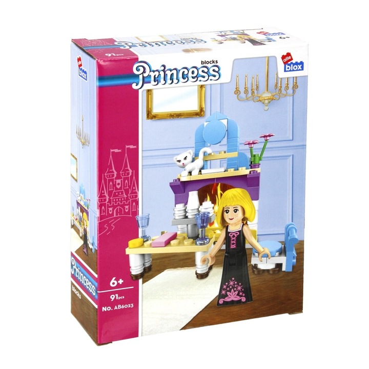 Конструктор с блокчета Alleblox Girl Princess Fireplace, 91 части, Многоцветен