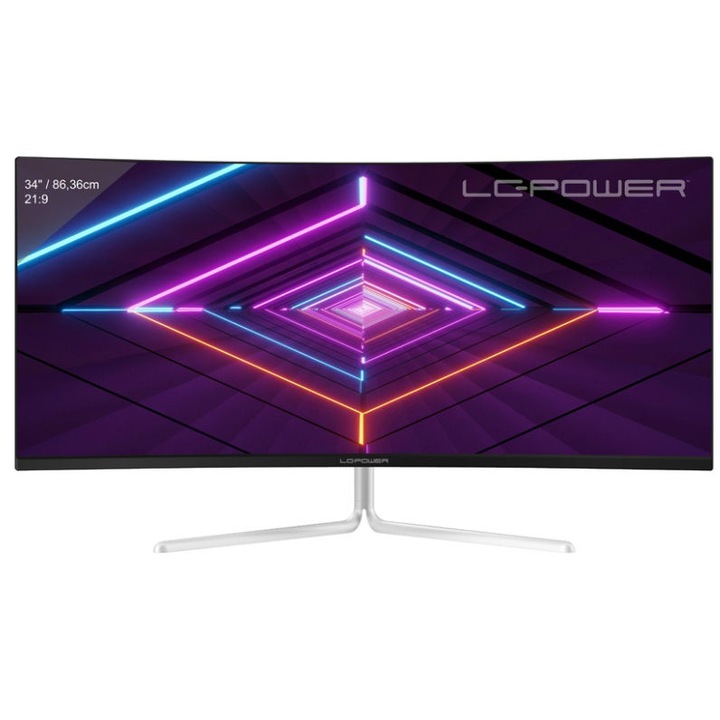 Monitor LED Curbat LC Power LC-M34-UWQHD-100-C-V3, 34inch, 3440x1440, 6ms GtG, Alb