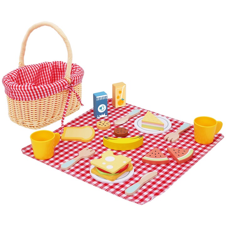 Cos de picnic, Tooky Toy, Cu accesorii, Multicolor