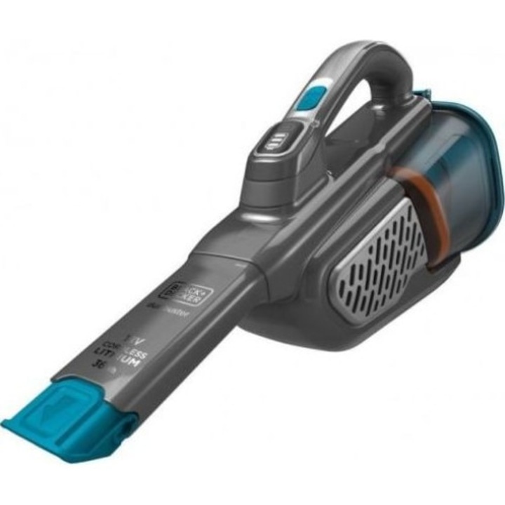 Aspirator de mana, Black & Decker, BHHV520BF, Fara sac, Capacitate 0.7 l, Fara fir, Negru/Albastru