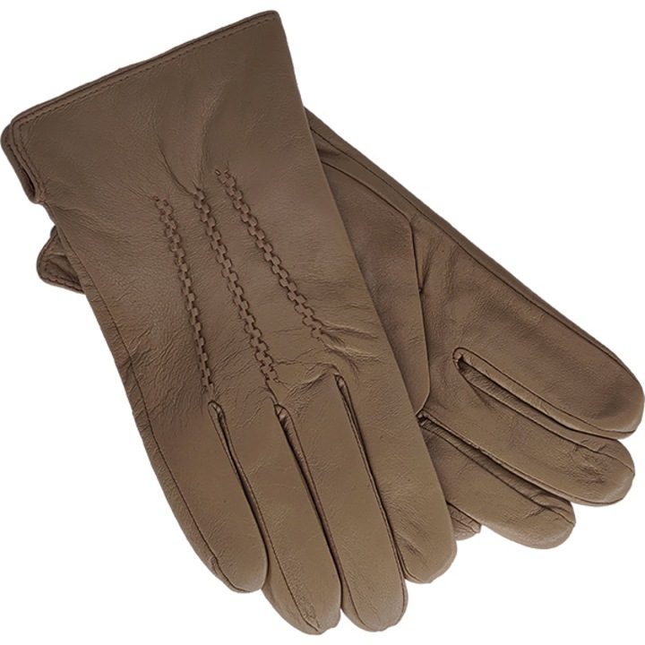 Manusi barbati, Piele naturala, Iarna, bej camel, Bej