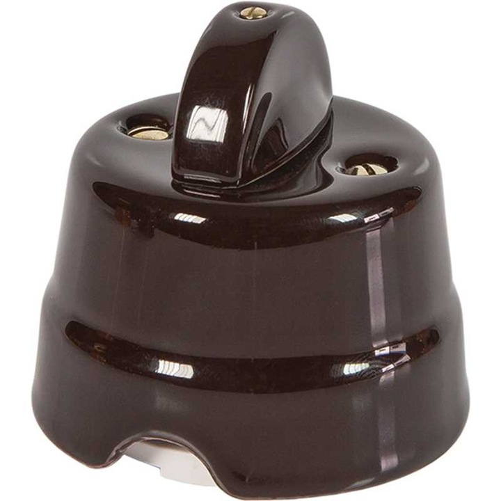 Intrerupator Cap Scara Ceramica 10A 250V Maro Inchis Country Retro