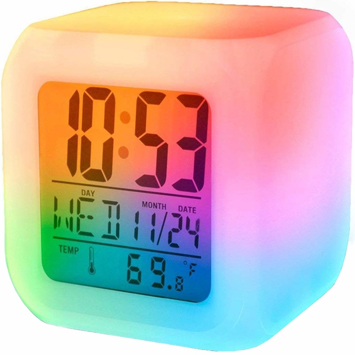 Retoo Ébresztőóra és hőmérő, LCD, fényes