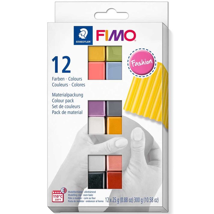 Pasta de modelaj FIMO Soft, set 12 culori 300g, fashion