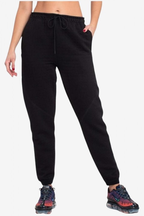 Дамски спортен панталон с ластик на талията и лого, Черен, Черен, 46-48