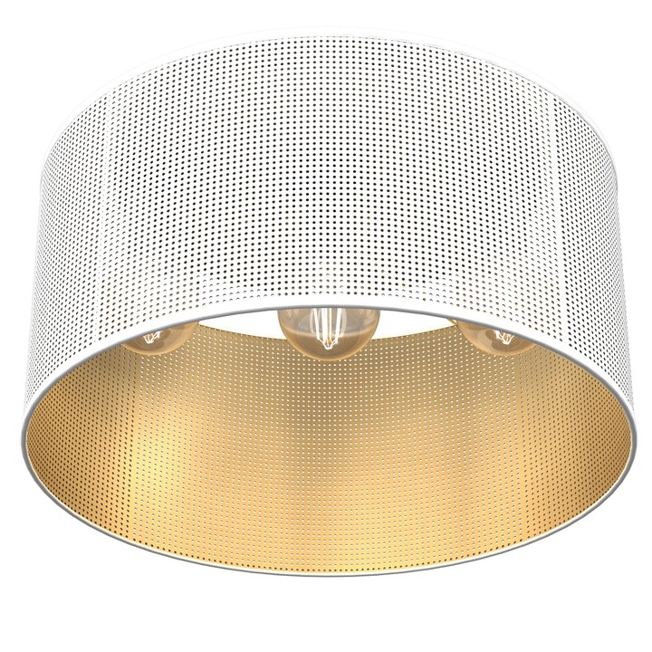 Loft mennyezeti lámpa, Luminex, Fém, E27 foglalat, Fehér/Arany