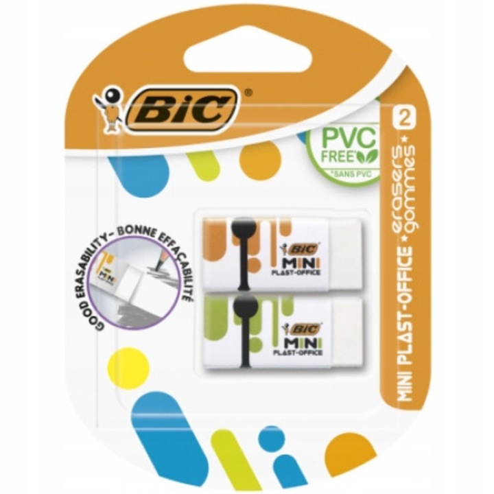 BiC гума, 2 броя, бяла