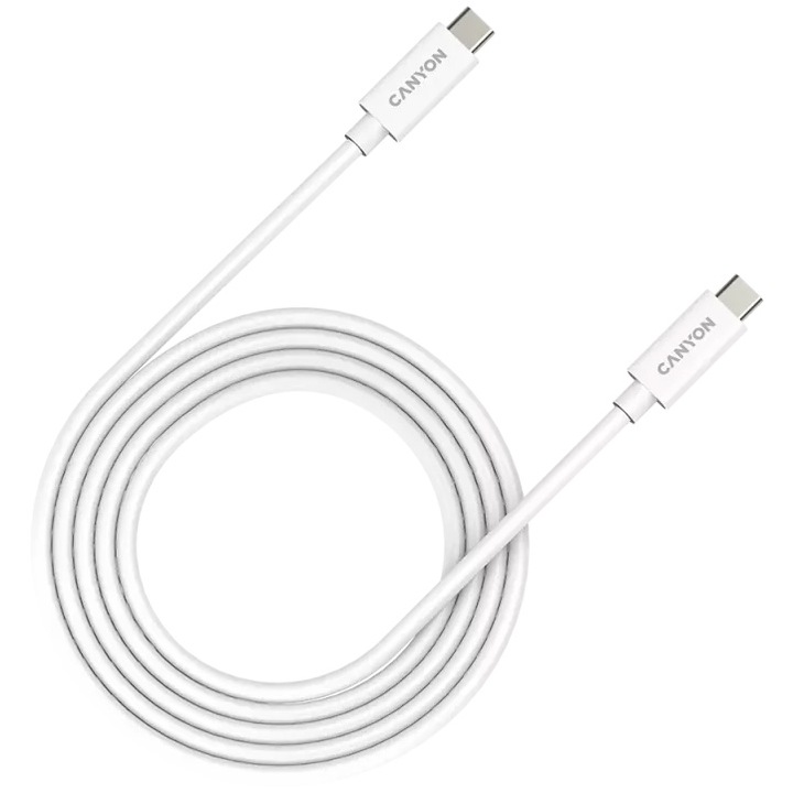 Cablu de date Canyon UC-42, 20 Gbps Data transfer, 2m, USB-C la USB-C, Alb
