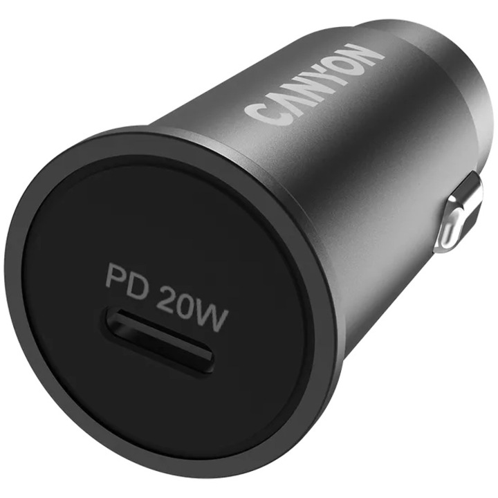 Incarcator auto Canyon, C-20 PD 20W USB-C, Black (CNS-CCA20B)