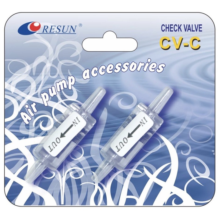 2 db visszacsapó szelep készlet akváriumba, Resun, műanyag, átlátszó