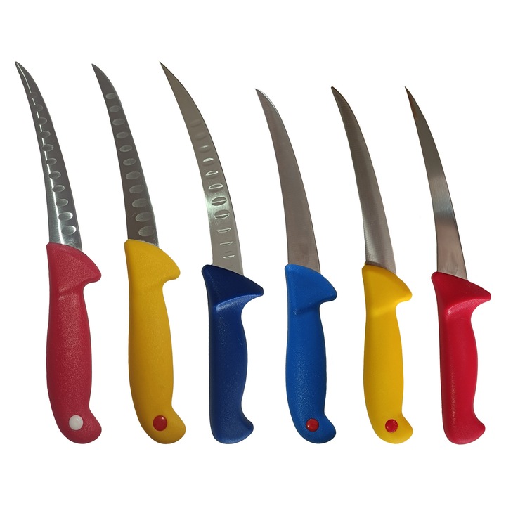 Set 6 cutite profesionale macelarie dezosat si degresat coshop®, otel inoxidabil, 28 cm, multicolor