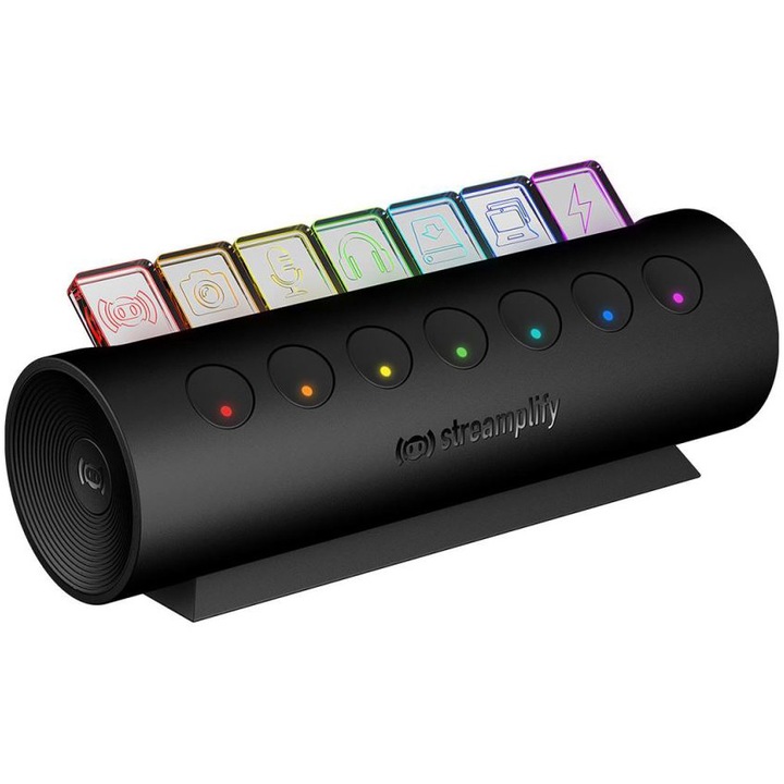 Хъб USB Streamplify CTRL 7, RGB осветление, 7 отделни USB порта, LED индикатори, Рlug&Рlay