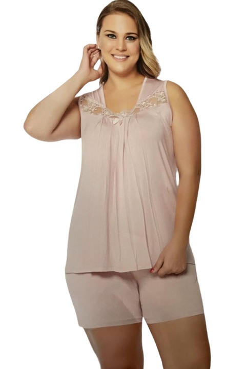 Pijama dama, Beverly, viscoza, roz pudrat, 3XL INTL