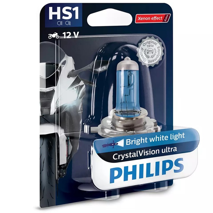 Крушка за фар Philips Crystal Vision HS1, халогенна, 35/35W, 12V, бяла