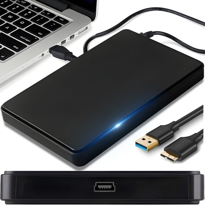 Carcasa Externa Pentru Hard Disk RETOO Connect – Suport Universal Pentru SSD/HDD SATA, Adaptor USB 3.0, Etui Compact & Portabil, Dimensiuni 12 x 7,5 x 1,4 cm, Transfer Rapid Pana La 640mb/s, Instalare Plug & Play, Compatibil Cu XP, Vista, Win 7/8/10