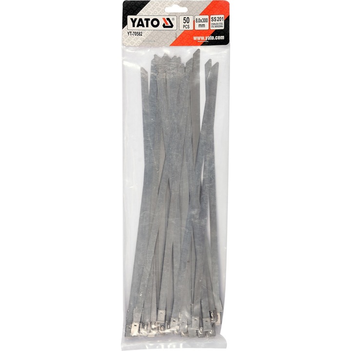 Set 50 coliere prindere, Yato, Otel inoxidabil, 8x300 mm