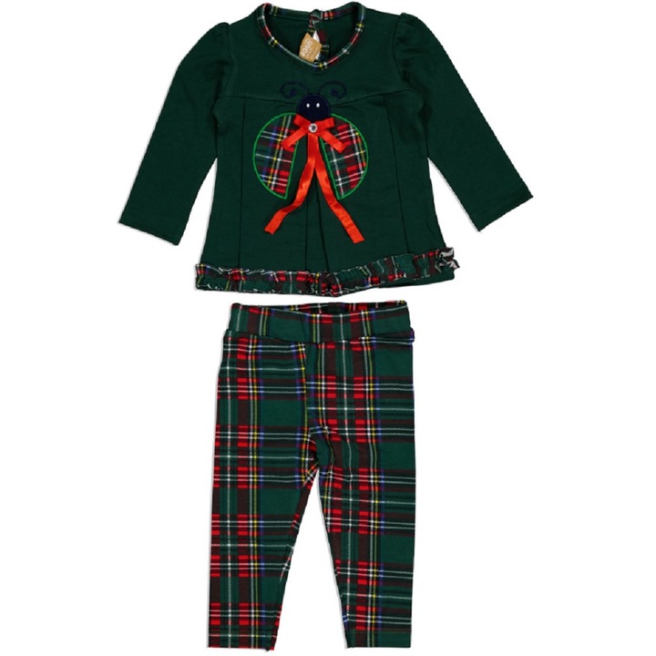 Комплект за момиче, 95% памук, зелен, Зелен