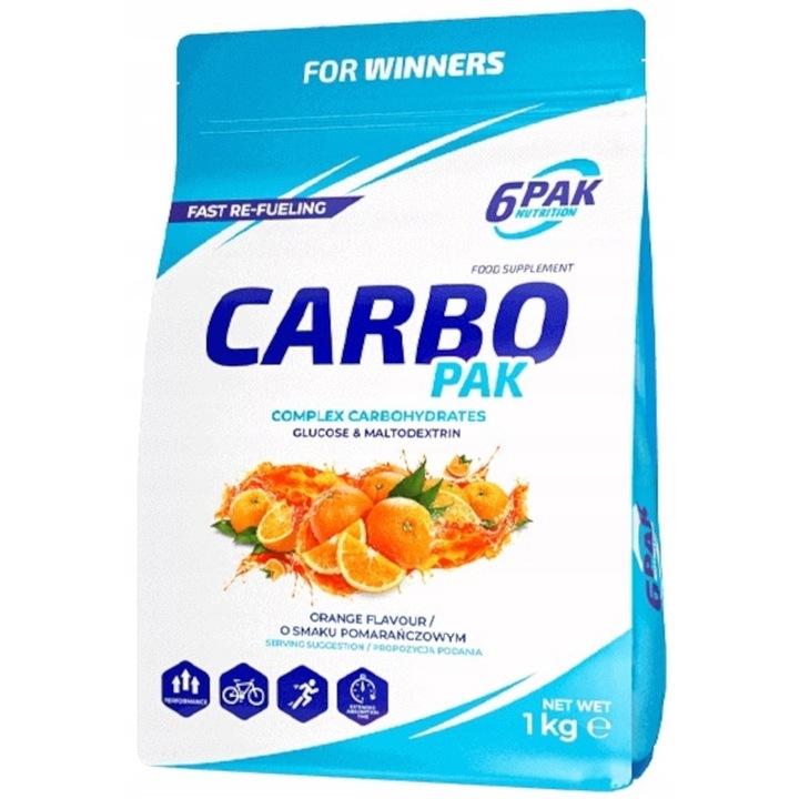 Хранителна добавка, 6PAK Nutrition Carbo Pak, портокали, 1000гр