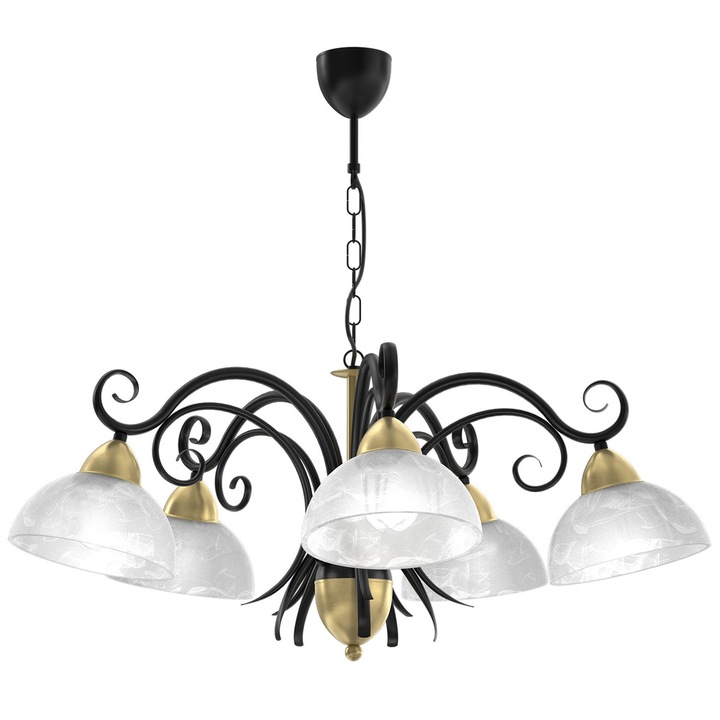 Полилей Aurora, Luminex, метал/стъкло, фасунга E27, бяло/черно