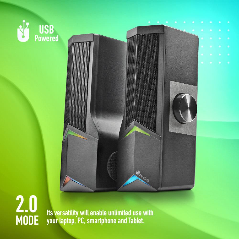 Soundbar 2.0 Gaming NGS GSX-B1200, Bluetooth, boxe detasabile, 12W, lumini RGB