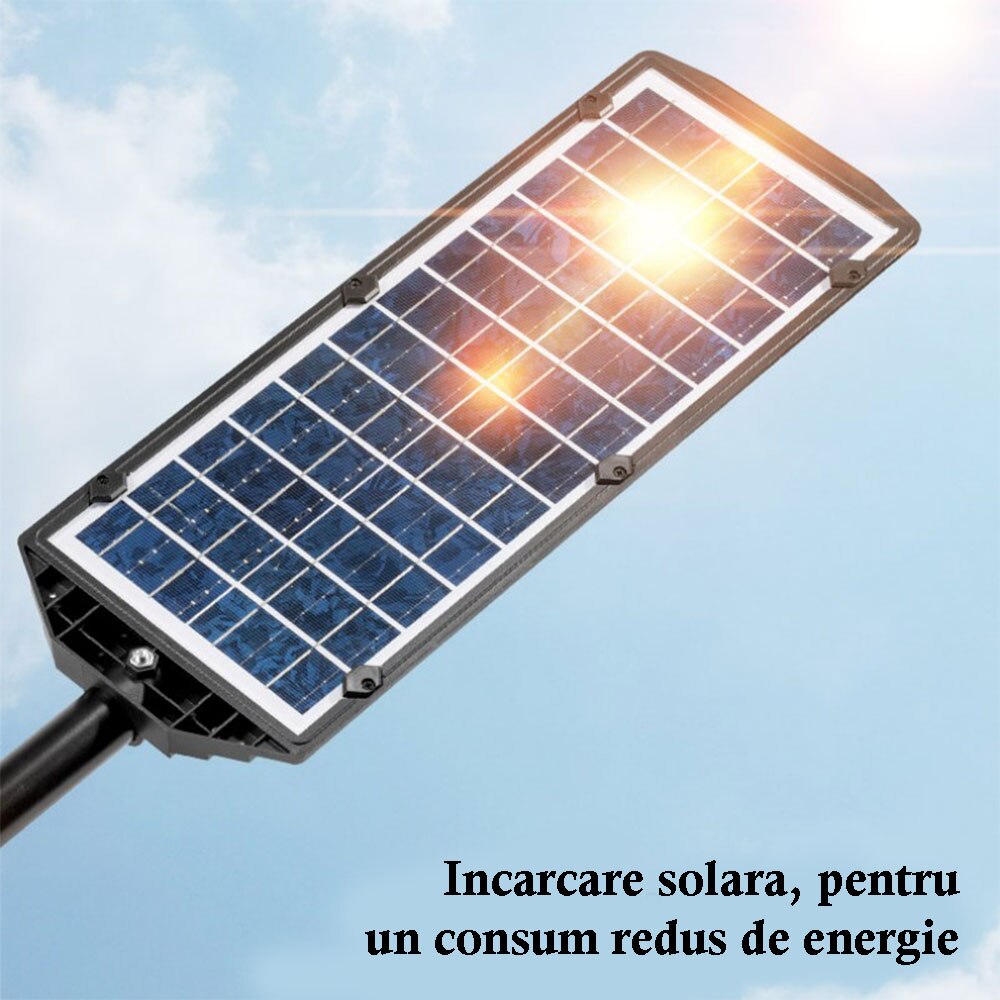 Lampa Solara Stradala W7101B-8 SIKS, Panou Solar, Senzor De Miscare Si ...
