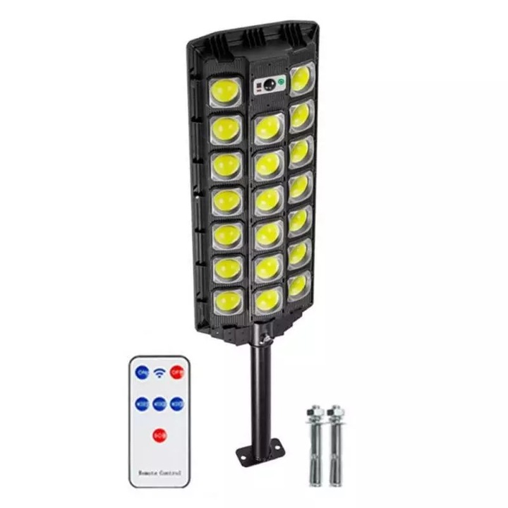 Lampa Solara Stradala W7101B-7 SIKS, Panou Solar, Senzor De Miscare Si Telecomanda, 20 x Led COB