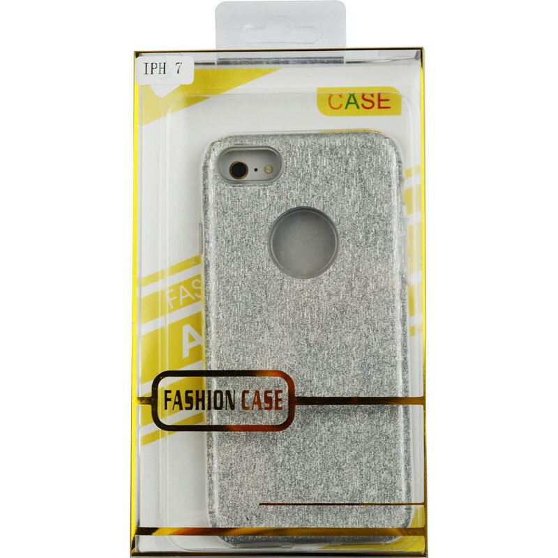 Husa capac siliconic 3 in 1 cu sclipici pentru Iphone 7, model argintiu