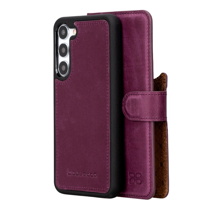 Husa pentru Samsung Galaxy S23, Bouletta Magic Wallet, piele naturala 2 in 1, tip portofel, back cover, Mov