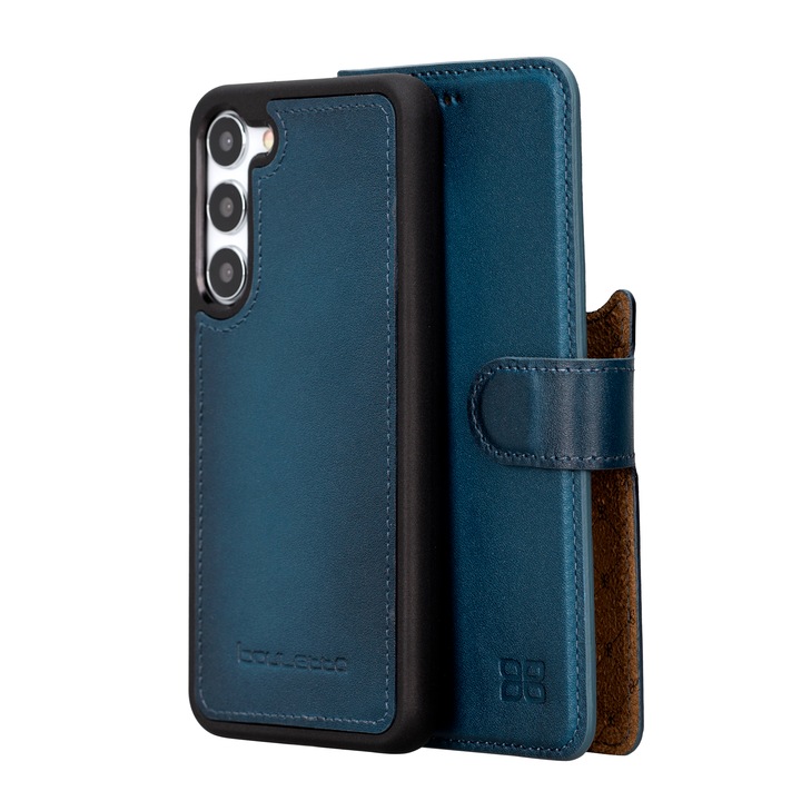 Husa pentru Samsung Galaxy S23, Bouletta Magic Wallet, piele naturala 2 in 1, tip portofel, back cover, Burnished blue