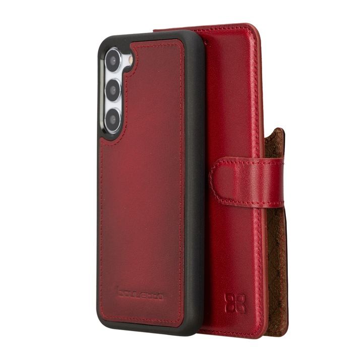 Капак за Samsung Galaxy S23 Plus, Bouletta Magic Wallet, естествена кожа 2 в 1, тип портфейл, заден капак, Burnished red