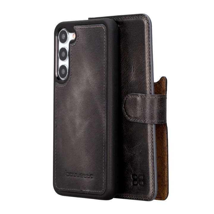 Husa pentru Samsung Galaxy S23, Bouletta Magic Wallet, piele naturala 2 in 1, tip portofel, back cover, Tiana grey