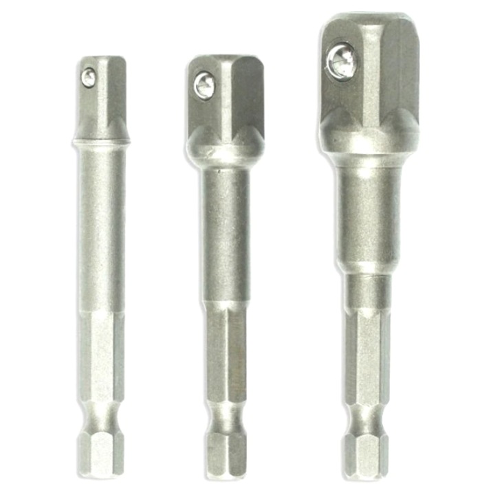 Set 3 adaptoare hex-chei tubulare 1/2 1/4 3/8, multifunctionala