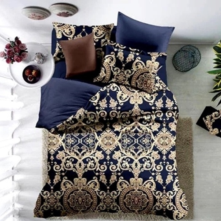 Lenjerie de pat Bumbac, Poplin, 4 piese, pentru pat dublu, multicolor, Ralex Pucioasa, 240x260cm, LDP-BBC-PPL-1001