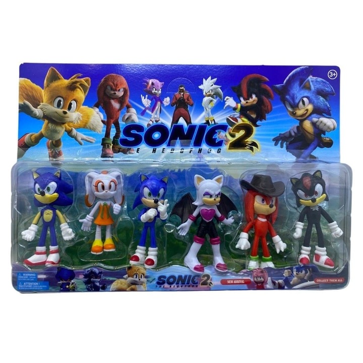 Set 6 Figurine Sonic 2, multicolor, 10 cm