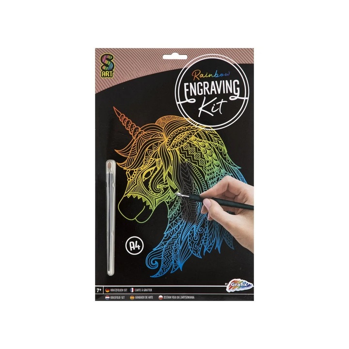 Set gravura folie curcubeu, Unicorn, A4