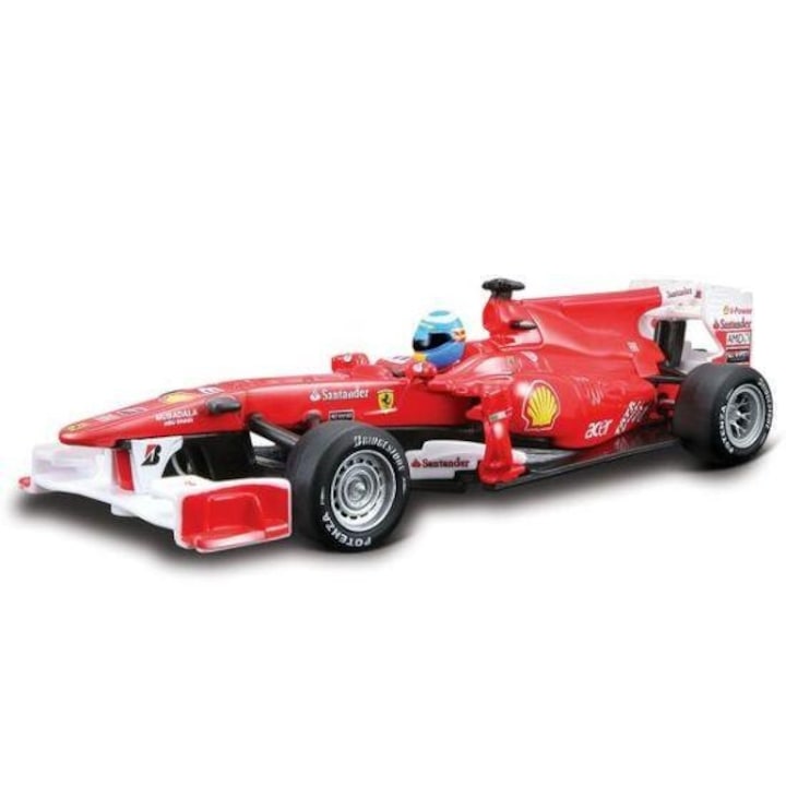 Macheta Formula 1 Ferrari cu figurina si accesorii- 1/32 Bburago