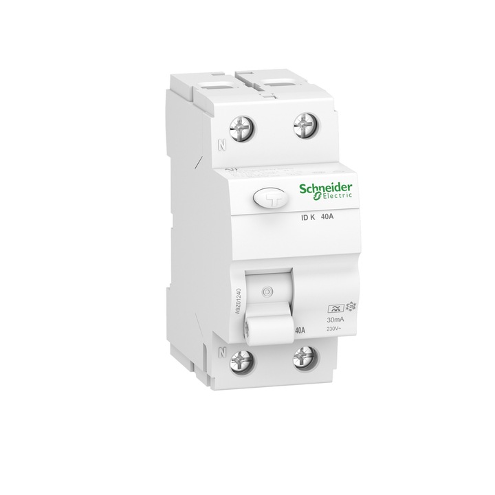 Intrerupator diferential, Inom 40A, Ires 30mA, Poli 2, 400VAC, A9Z01240 Schneider