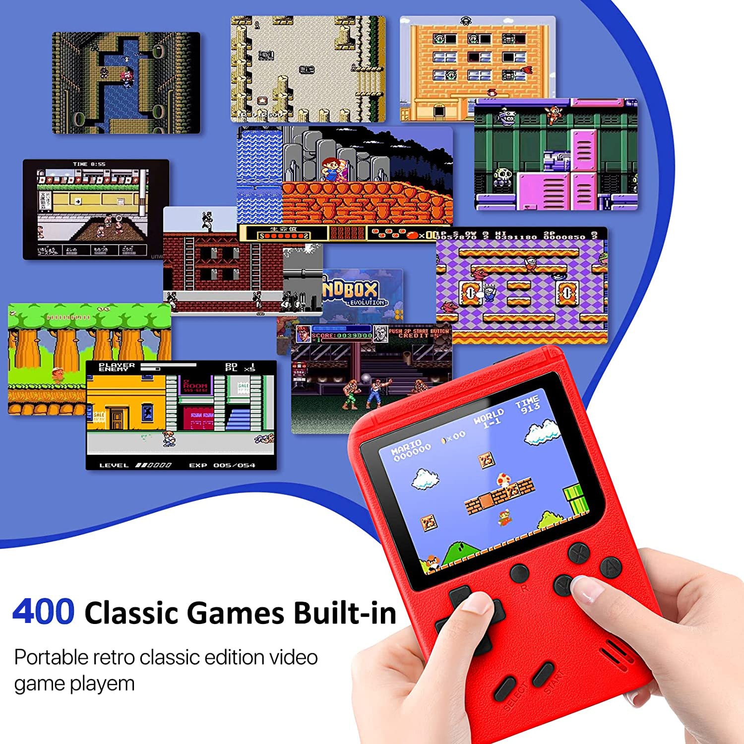 Consola Gameboy, Darklove, 400 in 1, Cu un controler, Joc pentru doi jucatori, Conectare AV TV, Ecran 3 inch, Rosu