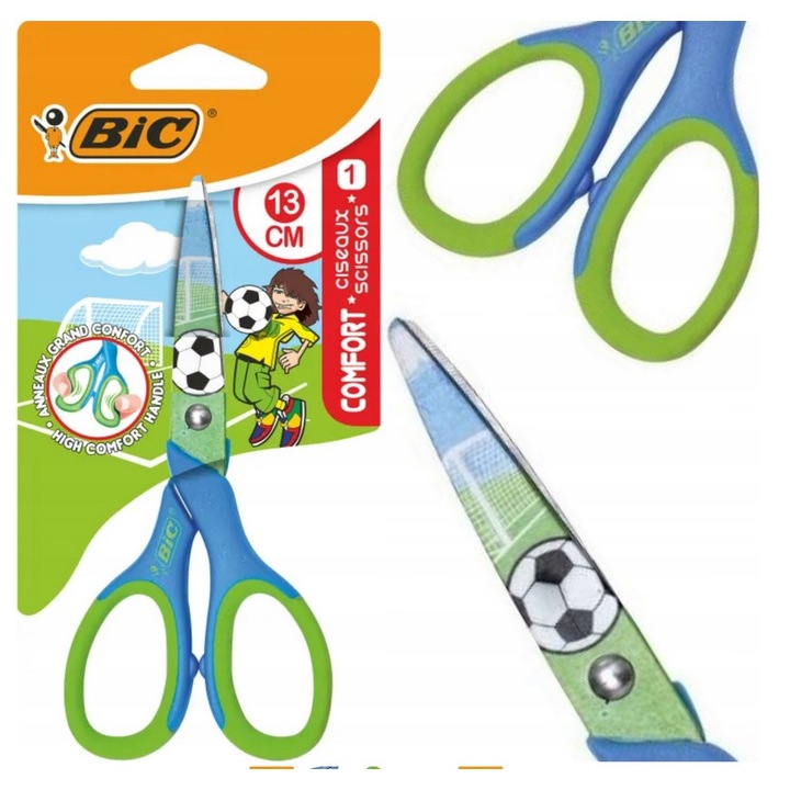 Bic olló, 13 cm, zöld/kék